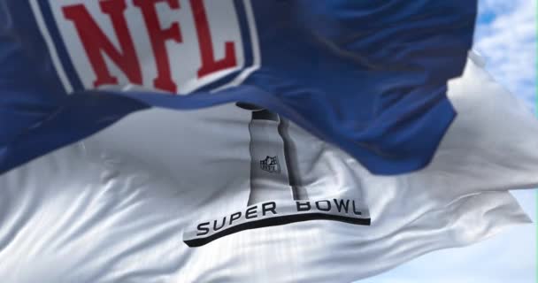 Inglewood Amerika Serikat Januari 2022 Bendera Dengan Logo Super Bowl — Stok Video