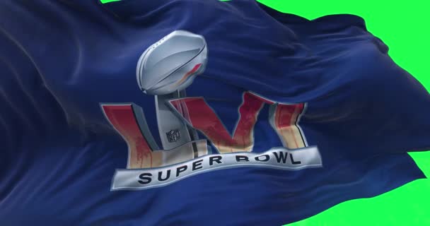 Inglewood Usa Leden 2022 Vlajka Logem Lvi Super Bowl Vlnící — Stock video
