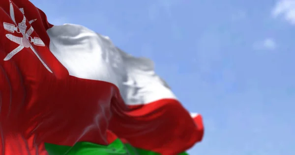 Dettaglio Della Bandiera Nazionale Dell Oman Che Sventola Nel Vento — Foto Stock