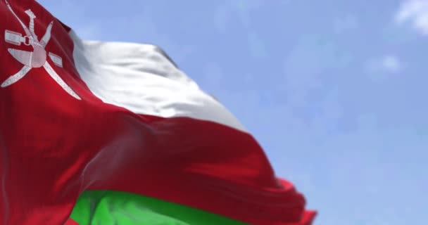 Деталь Національного Прапора Оману Який Махає Вітром Ясний День Демократія — стокове відео