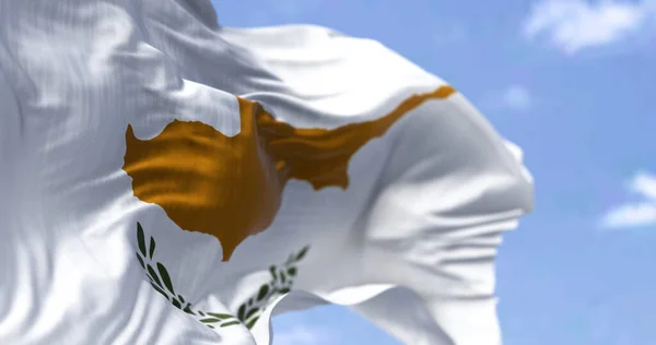 Detalj Den Nationella Flaggan Cypern Vinka Vinden Klar Dag Cypern — Stockfoto