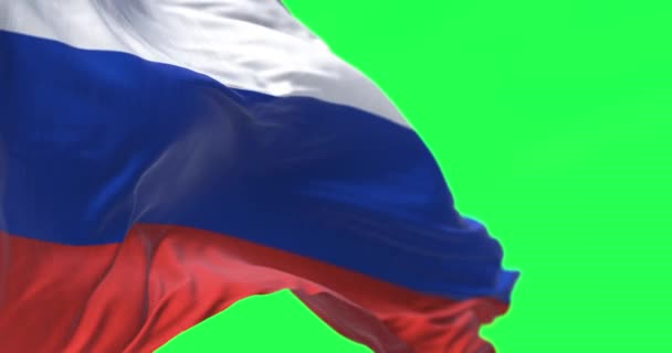 Detail Van Nationale Vlag Van Rusland Wapperend Wind Geïsoleerd Een — Stockvideo