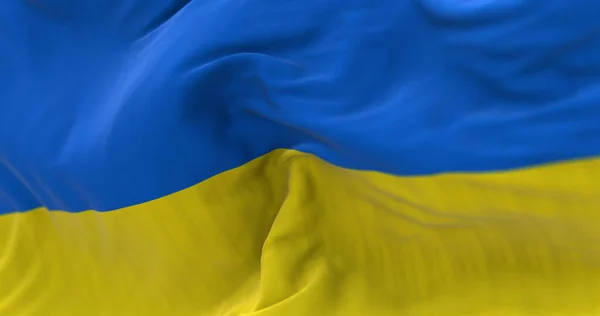 Detail Národní Vlajky Ukrajiny Vlnící Větru Demokracie Politika Vlastenectví Selektivní — Stock fotografie