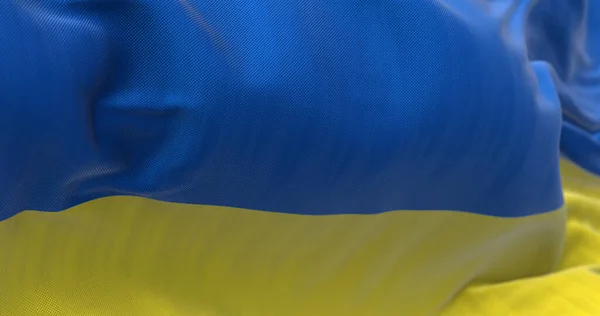 Detalle Bandera Nacional Ucrania Ondeando Viento Democracia Política Patriotismo Enfoque — Foto de Stock