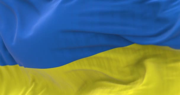 Dettaglio Della Bandiera Nazionale Dell Ucraina Sventola Nel Vento Democrazia — Video Stock