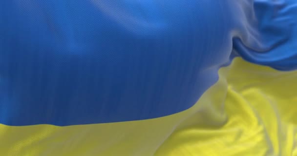 Деталь Національного Прапора України Махає Вітром Демократія Політика Патріотизм Вибіркове — стокове відео