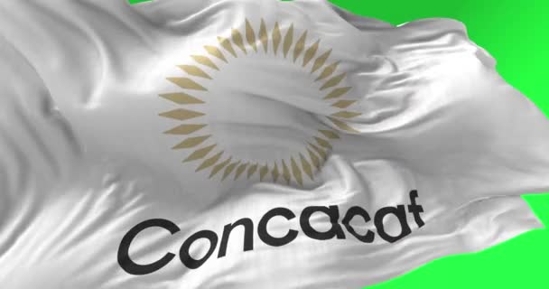 2022 Concacaf 로고가 바람에 흔들리는 백기의 Concacaf 북중미 카리브 Confederation — 비디오