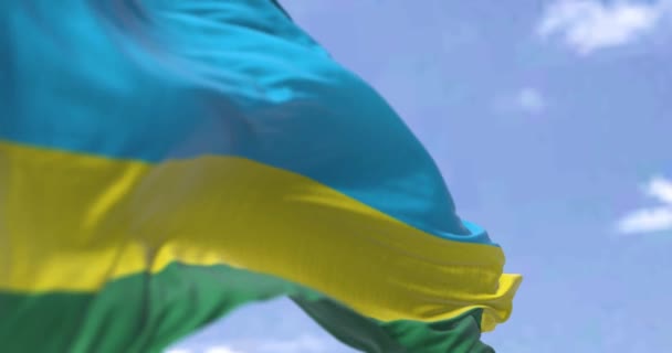 Detail Národní Vlajky Rwandy Vlající Větru Jasného Dne Rwanda Vnitrozemská — Stock video