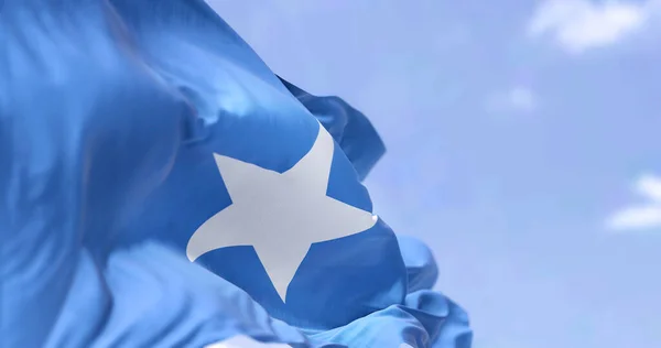 Detalj Den Nationella Flaggan Somalia Vinkar Vinden Klar Dag Somalia — Stockfoto