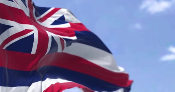 Vlag Van Hawaï Wappert Wind Hawaï Een Staat Het Westen — Stockvideo