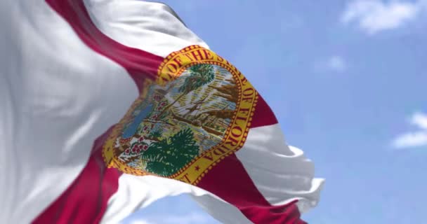 Bandera Del Estado Florida Ondeando Viento Florida Estado Ubicado Región — Vídeo de stock