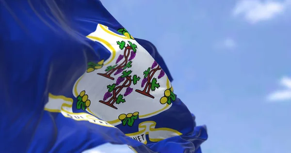 Державний Прапор Коннектикуту Розмахує Вітром Коннектикут Найпівденнішим Штатом Новій Англії — стокове фото