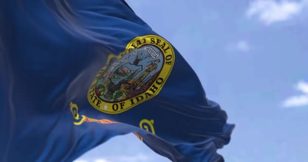 State Flag Idaho Waving Wind Idaho State Pacific Northwest Region — Stock Video