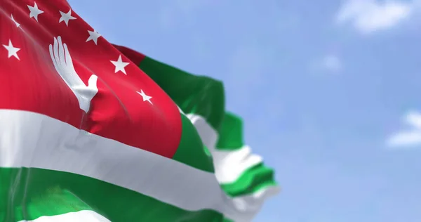 Detalle Bandera Nacional Abjasia Ondeando Viento Día Claro Abjasia Estado — Foto de Stock