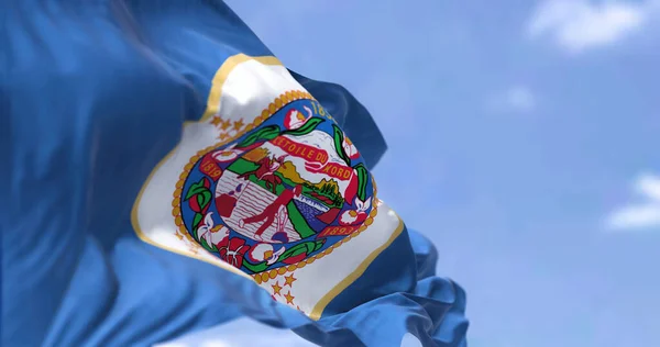 Bandera Del Estado Minnesota Ondeando Viento Minnesota Estado Ubicado Medio — Foto de Stock