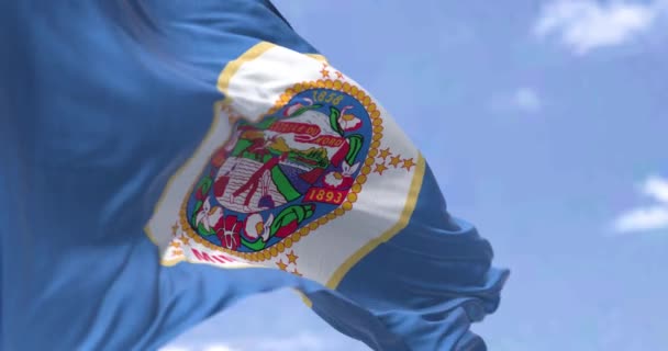 Флаг Штата Миннесота Размахивает Ветром Миннесота Является Штатом Верхнем Среднем — стоковое видео