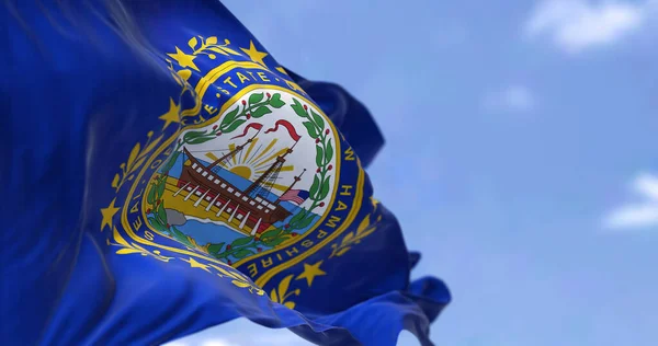 Bendera Negara Bagian New Hampshire Melambai Lambaikan Angin New Hampshire — Stok Foto