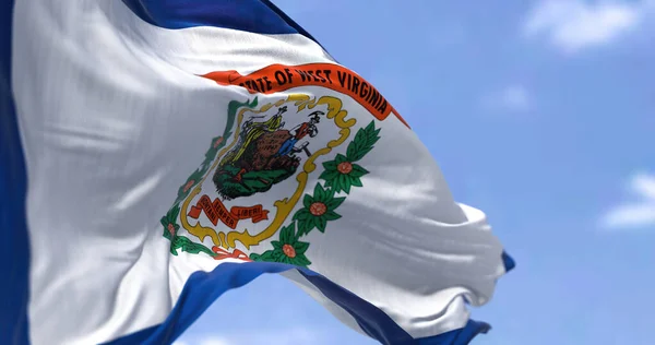 Bandeira Estado Norte Americano Virgínia Ocidental Acenando Vento West Virginia — Fotografia de Stock