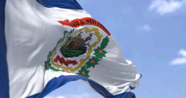 State Flag West Virginia Waving Wind West Virginia State Southeastern — Stock Video