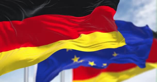 Seamless Slow Motion Loop National Flag Germany Waving Wind Blurred — Stock videók