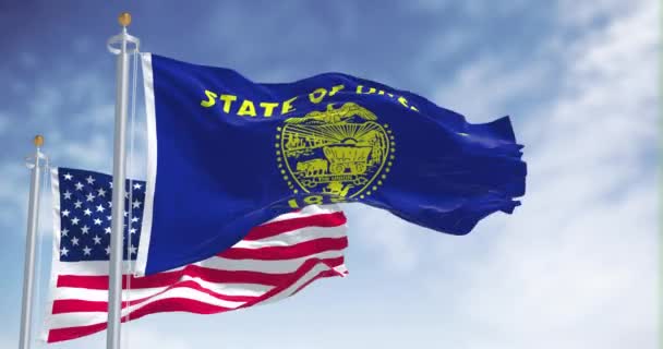 Bezešvé Smyčky Oregonské Státní Vlajky Vlnící Spolu Národní Vlajkou Spojených — Stock video