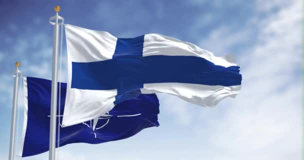 Helsinki Finland May 2022 National Flag Finland Waving Flag Nato — Αρχείο Βίντεο