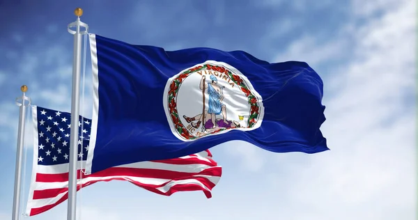 Virginia State Flag Waving National Flag United States America Virginia — Stockfoto