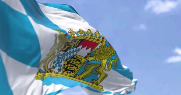 Bavyera Bayrağının Açık Havada Rüzgarda Dalgalandığı Kusursuz Bir Döngü Bavyera — Stok video