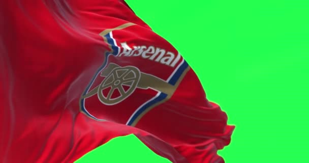 Londra Ngiltere Mayıs 2022 Arsenal Nin Bayrağı Yeşil Arka Planda — Stok video