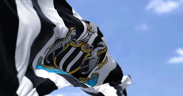 Newcastle May 2022 Flag Newcastle United Waving Wind Clear Day — Stock Photo, Image