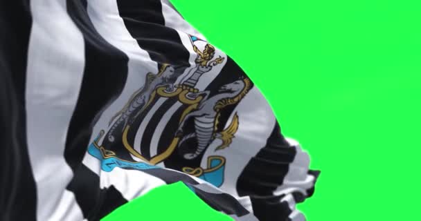 Newcastle Ngiltere Mayıs 2022 Newcastle United Rüzgarda Dalgalanan Bayrağı Yeşil — Stok video