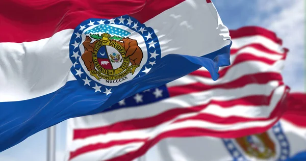 Missouri State Flag Waving National Flag United States America Background — Foto Stock