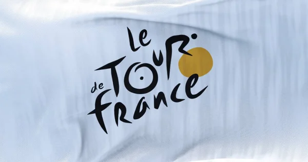 Paris France June 2022 Flag Tour France Logo Waving Tour — Stock Photo, Image