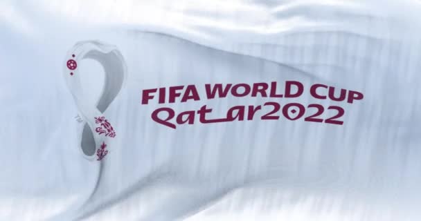 Doha Katar Październik 2021 Flaga Logo Fifa World Cup Wietrze — Wideo stockowe