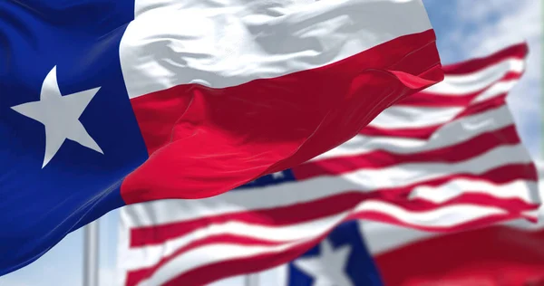 Vlag Van Texas Wappert Samen Met Vlag Van Verenigde Staten — Stockfoto