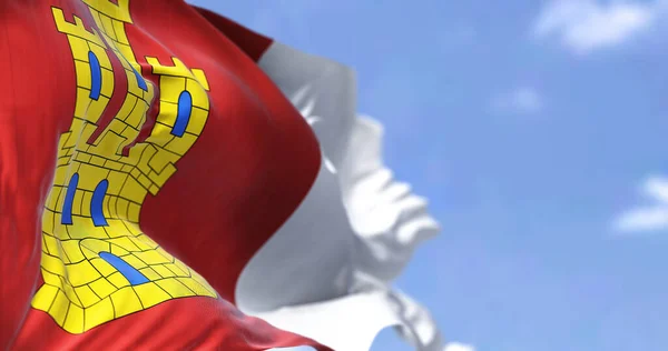 Флаг Кастилии Манча Развевается Ветру Ясный День Кастилия Манча Кастилия — стоковое фото