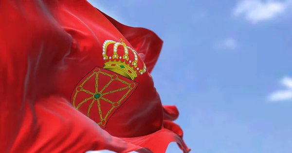 Navarra Flaggan Vinkar Vinden Klar Dag Navarra Autonom Region Och — Stockfoto