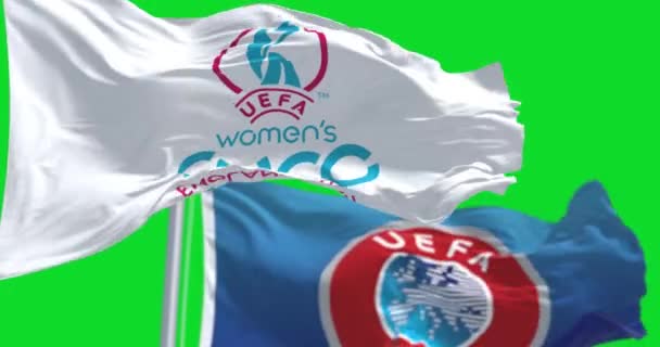 Londra Ngiltere Mayıs 2022 Uefa Avrupa Kadınlar Futbol Şampiyonası Bayrakları — Stok video