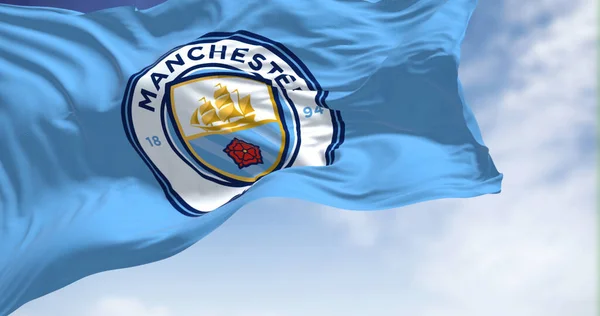 Manchester Wielka Brytania Maj 2022 Flaga Klubu Piłkarskiego Manchester City — Zdjęcie stockowe