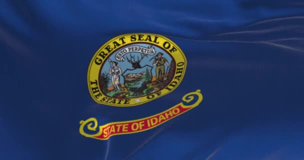 Vista Cercana Bandera Del Estado Idaho Ondeando Idaho Estado Región — Vídeos de Stock
