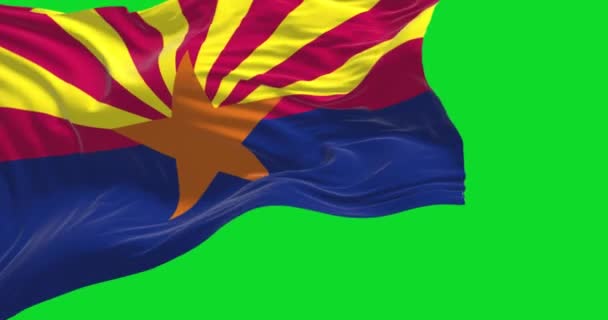 Bandeira Estado Arizona Acenando Com Vento Isolado Fundo Verde Democracia — Vídeo de Stock