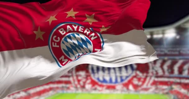 Múnich Ger Mayo 2022 Bandera Del Bayern Múnich Ondeando Viento — Vídeos de Stock