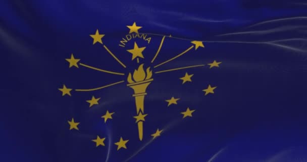 Αμερικανική Σημαία Της Ιντιάνα Κυματίζει Στον Άνεμο Ιντιάνα Είναι Πολιτεία — Αρχείο Βίντεο