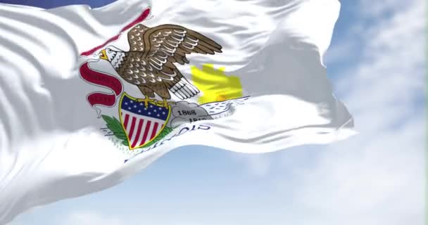 Illinois Állam Zászlaja Lobogott Szélben Illinois Állam Egyesült Államok Középnyugati — Stock videók