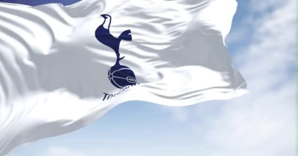 London May 2022 Flag Tottenham Hotspur Club Waving Wind Clear — 图库视频影像