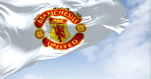 Manchester May 2022 Flag Manchester United Football Club Waving Wind — Stock Photo, Image