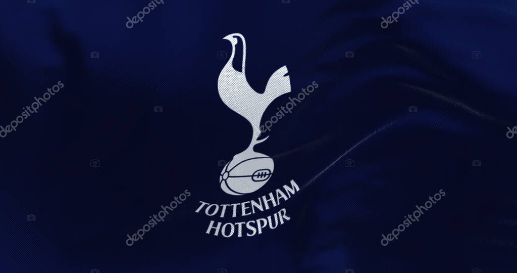 London, UK, May 2022: Fabric background with the Tottenham Hotspur Flag waving. Tottenham Hotspur is a professional football club based in Tottenham, London