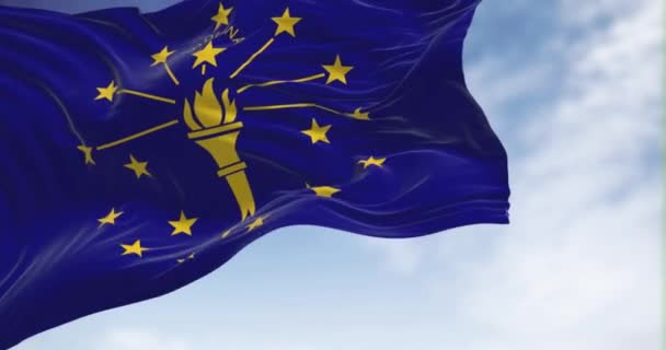 State Flag Indiana Waving Wind Indiana State Midwestern United States — Stock Video