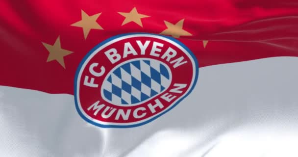 München Ger Juni 2022 Stofachtergrond Met Bayern München Vlag Zwaaien — Stockvideo