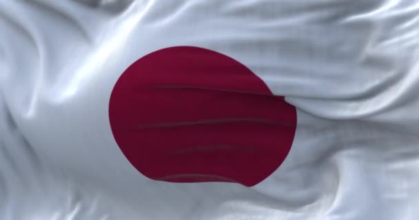 Close View Japanese National Flag Waving Wind Japan Asian Country — Stock video